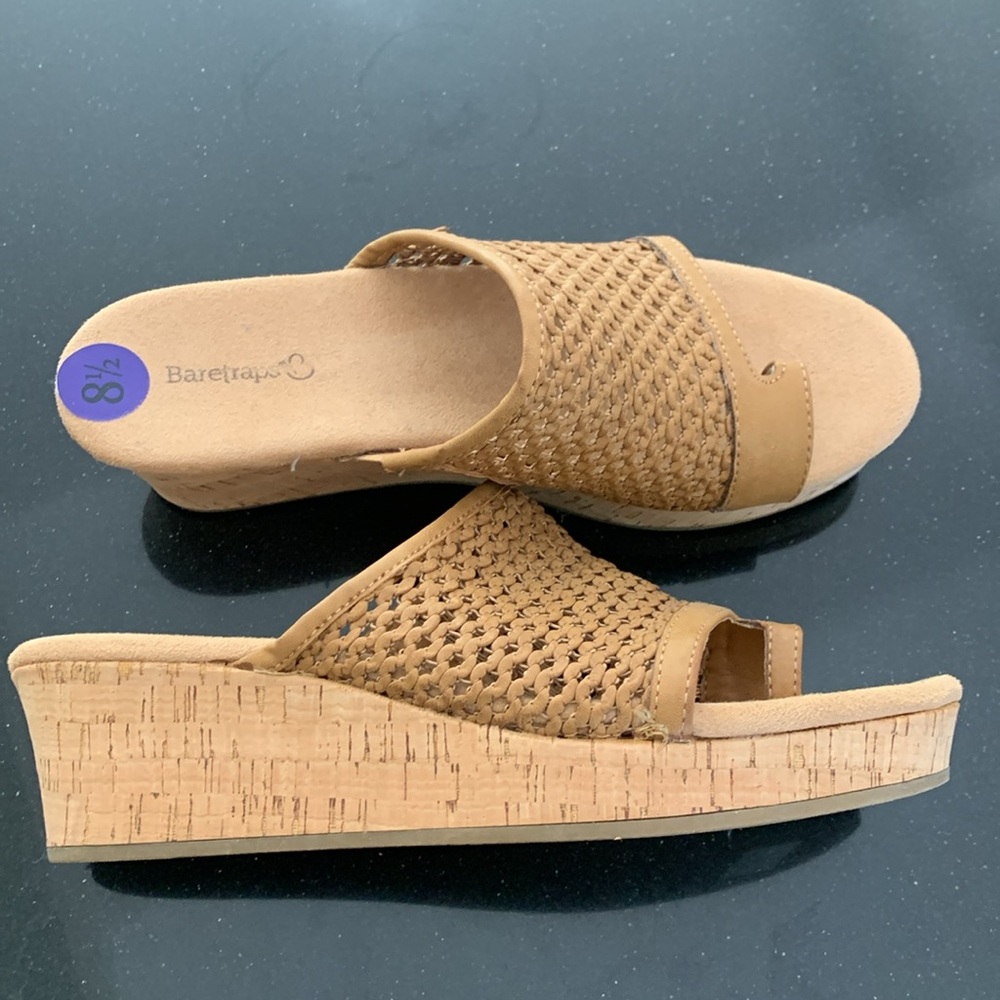 Baretraps woven cork wedge new size 8.5